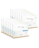 PORTA CARTEL METACRILATO CON BASE DE MADERA