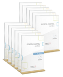 PORTA CARTEL METACRILATO CON BASE DE MADERA