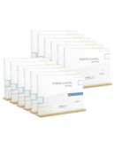 PORTA CARTEL METACRILATO CON BASE DE MADERA