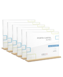 PORTA CARTEL METACRILATO CON BASE DE MADERA