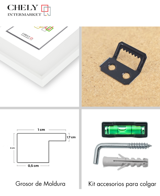 CHELY INTERMARKET Marco con paspartú MOD 356 marco de madera con paspartú para foto o diplomas. 2uds