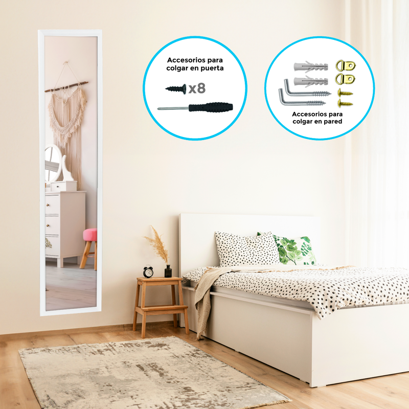 Chely Intermarket Espejo de puerta cuerpo entero para habitacion 30x120cm(exterior 33x123) MOD.19004