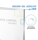 PORTA CARTEL METACRILATO CON BASE DE MADERA