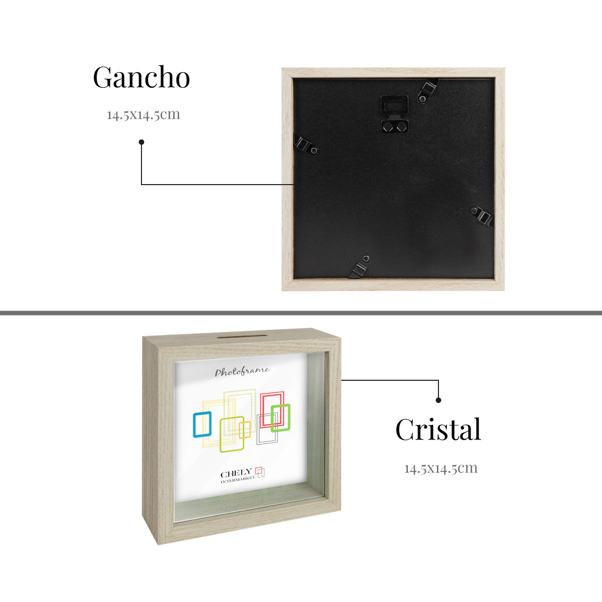MARCO MOD3686 HUCHA MADERA PERSONALIZABLE 14.5x14.5cm - Imagen 2