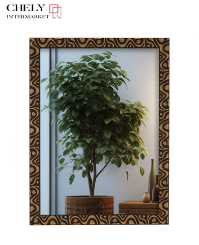 Espejo de pared rectangular vintage en madera de nogal