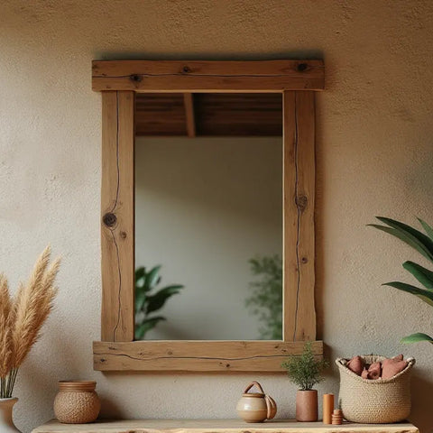 espejo decorativo grande rustico de madera
